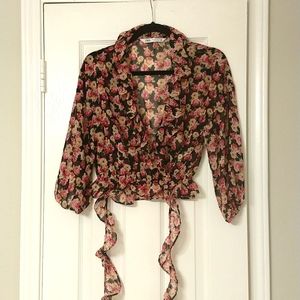 Zara black rose shirt
